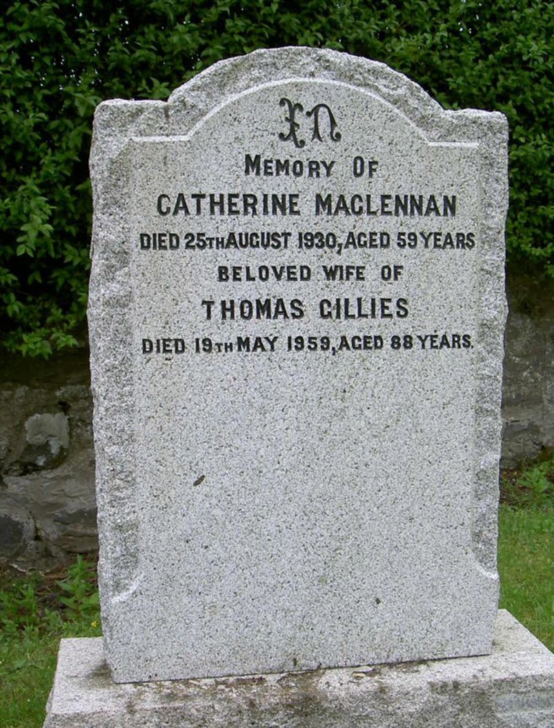 Photo of headstones/Catherine MacLennan d1930 hdstn Clachan Duich New
